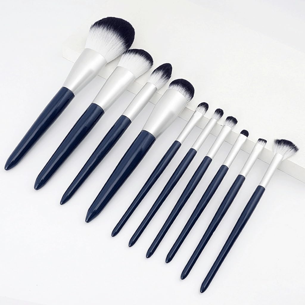 Juego de 10 brochas de maquillaje esenciales con pelo suave para ojos y rostro
