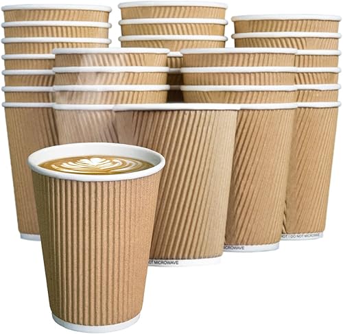 Miniatura 7 de Tazas de papel para café caliente, 12 onzas (paquete de 48), desechables, aisladas, onduladas, para bebidas frías y heladas, expreso caliente,
