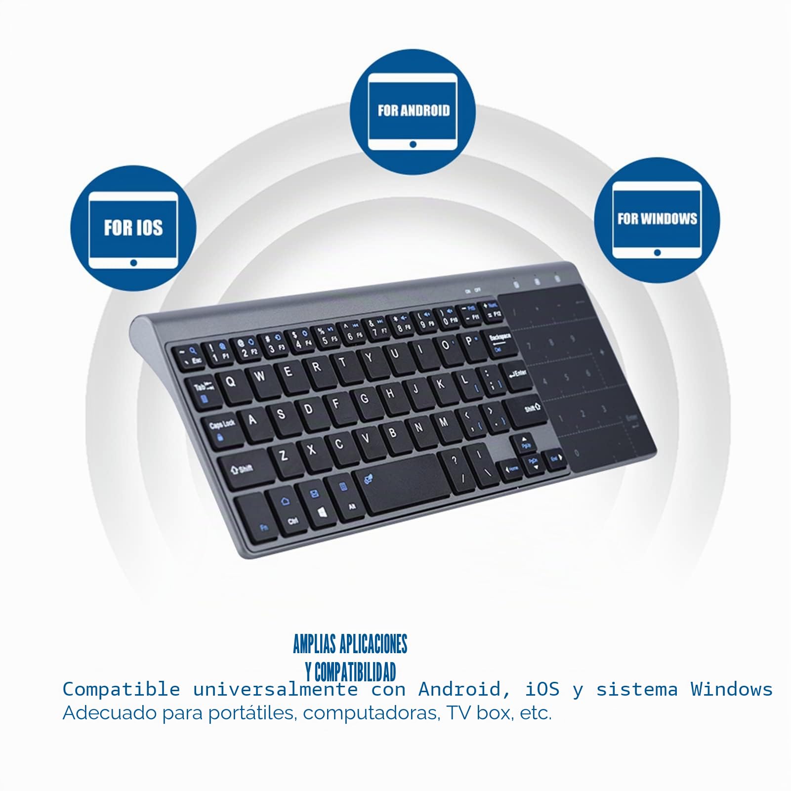 Vikye Teclado Inalámbrico de 2,4G, Mini Teclado Delgado Portátil Universal con Panel Táctil Sensible para PC/Notebook/TV Box