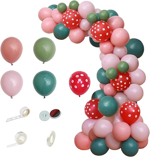 Juego de globos, 100 piezas de globos de color rosa polvoriento con lunares rosa polvoriento, kit de arco para baby shower, niñas, fiesta temática
