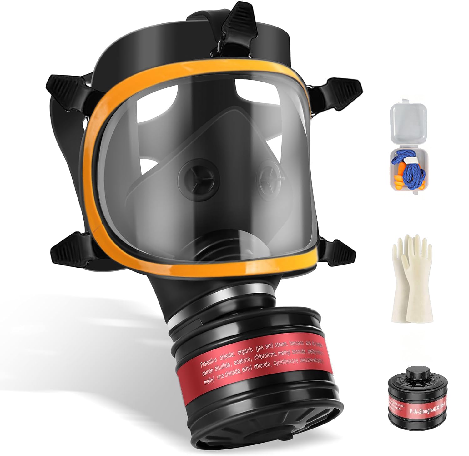 Masque respiratoire réutilisable complet pour le visage, masque à gazavec filtre à charbon actif 6001 cn et 40 mm pour pulvérisation, ponçage, peinture, polissage, 10 tampons