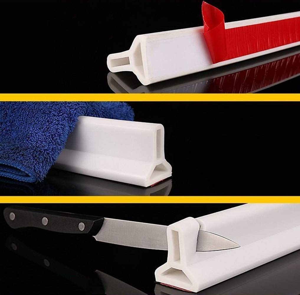 CHICHENG Junta de silicona para suelo de cuarto de baño, barrera de ducha plegable y sistema de retención y mantiene el agua dentro del umbral, tira impermeable flexible para separación húmeda y seca