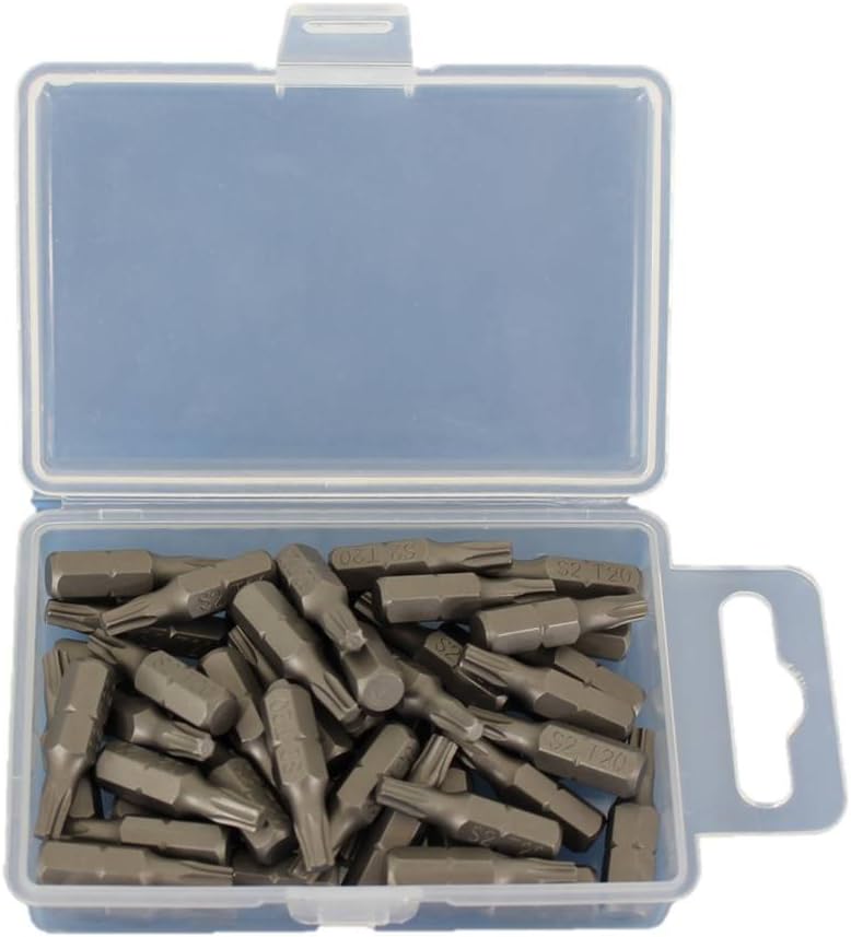 TEMO 50 pc T20 Torx 6 Point Impact Ready 1 Inch Long Screwdriver Insert Bits Hex Shank with Quick Release Slot