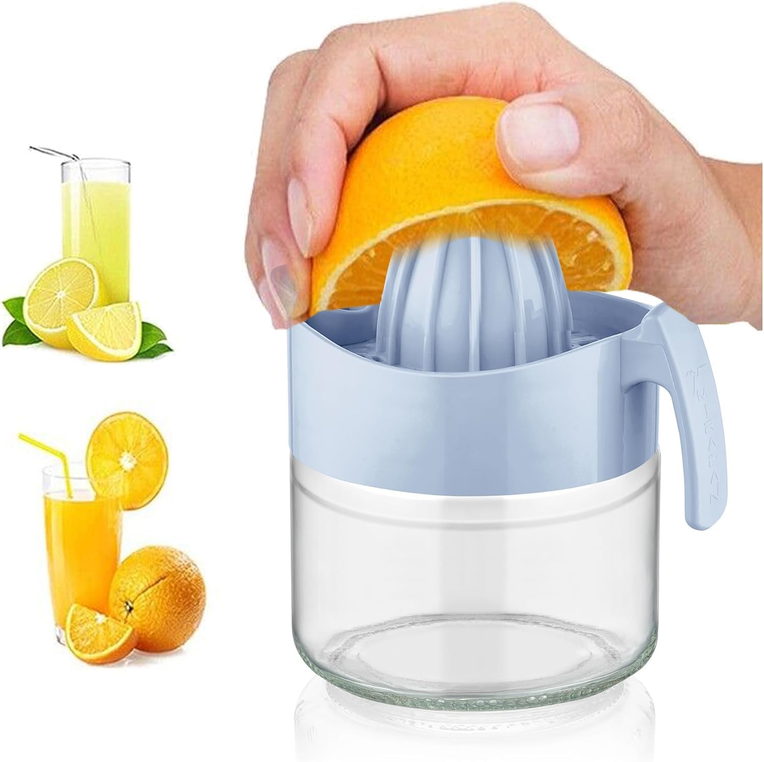 Best House | Lemon Squeezer | Manual Lemon Citrus Juicer | 300 ml | BLUE | Multifunctional Glass Fruit Juicer | Lemon Lime Orange Citrus Squeezer Manual Hand Press Juice (Pack of 1)