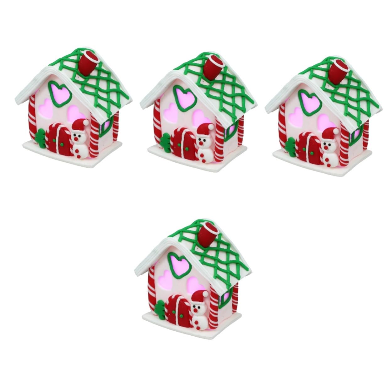 Cabilock 4 Piezas Casa De Pan De Jengibre De Navidad Casa Luminosa De Navidad Pequeña De Adorno De Brillante Mini De Pueblo De Arcilla Polimérica