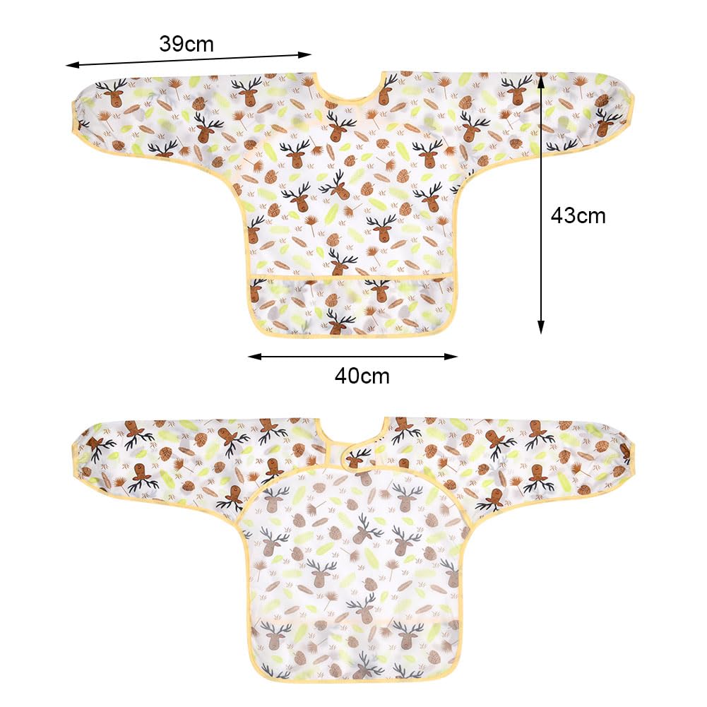 Vicloon Bavaglini Impermeabili con Maniche Lunghe, Set di 3 Bavaglini Pappa Svezzamento Bavaglino a Manica Lunga Grembiule Pappa, Grembiule per Gioco/Pittura e Mangiare da Bambini 6 Mesi a 3 Anni