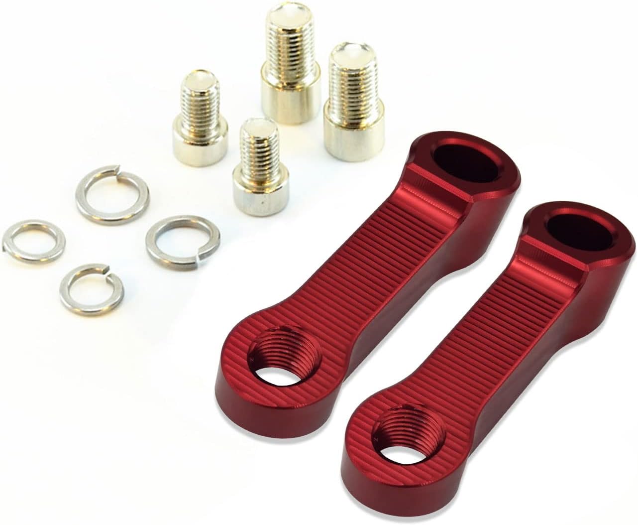 Motorcycle Bike Mirror Mount Risers Extenders Adapter 10mm 8mm Rearview Side Mirror Adapter Kit Riser Mount Extender for Motorcycle Scooters Sportbikes (Red, M10/M8)