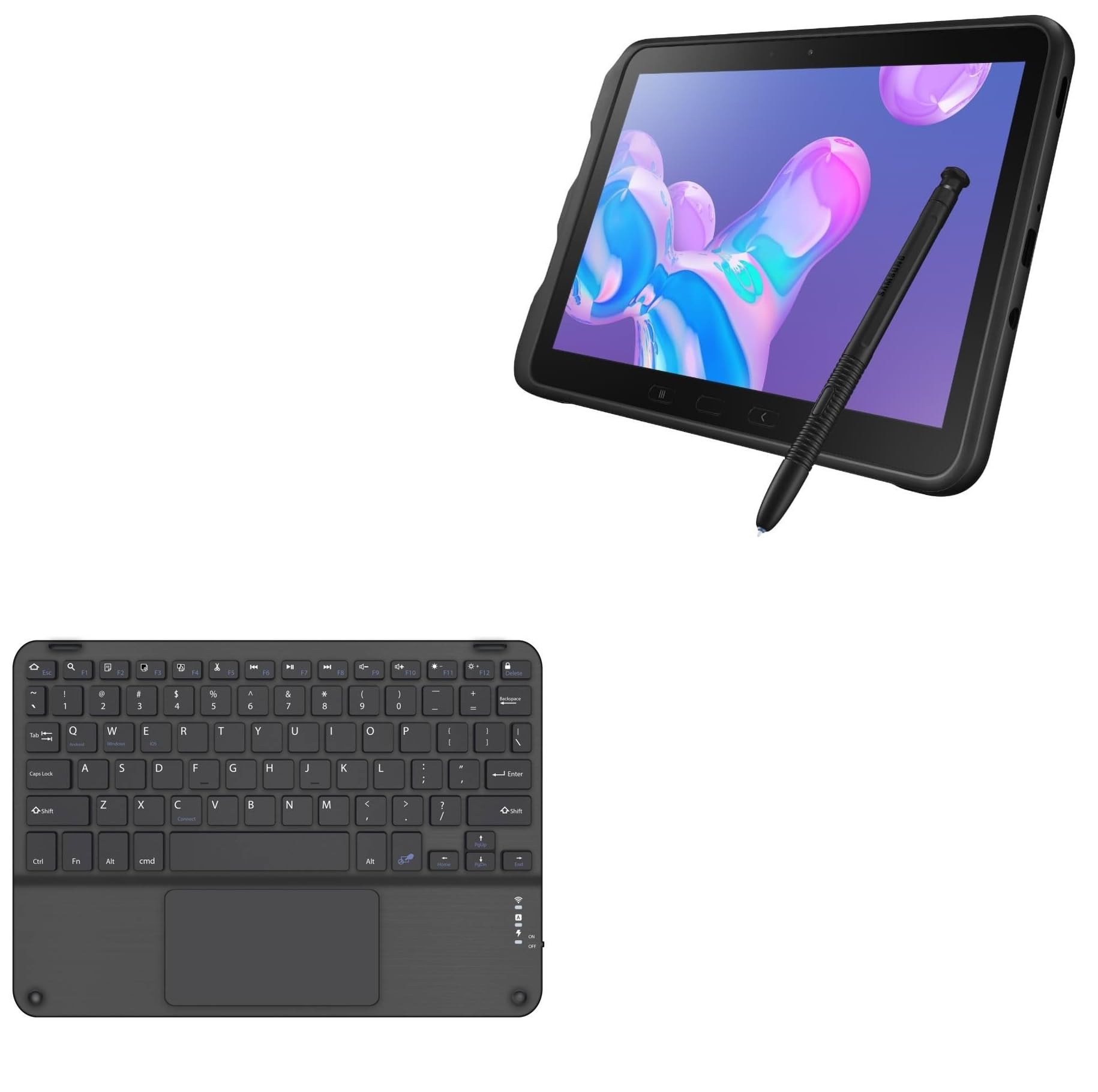 BoxWave Keyboard Compatible with Samsung Galaxy Tab Active Pro - SlimKeys Bluetooth Keyboard with Trackpad, Portable Slim TouchPad - Jet Black