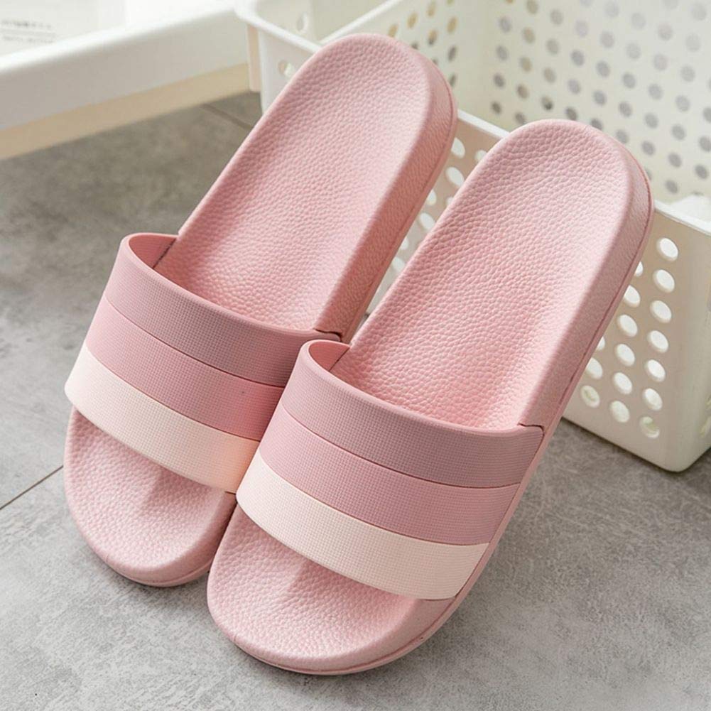 WDGCLDA Summer Ladies Pink Slippers, Size 38 EU, Flat Heel, Open Toe, Lightweight, Slip Resistant, Adult Unisex
