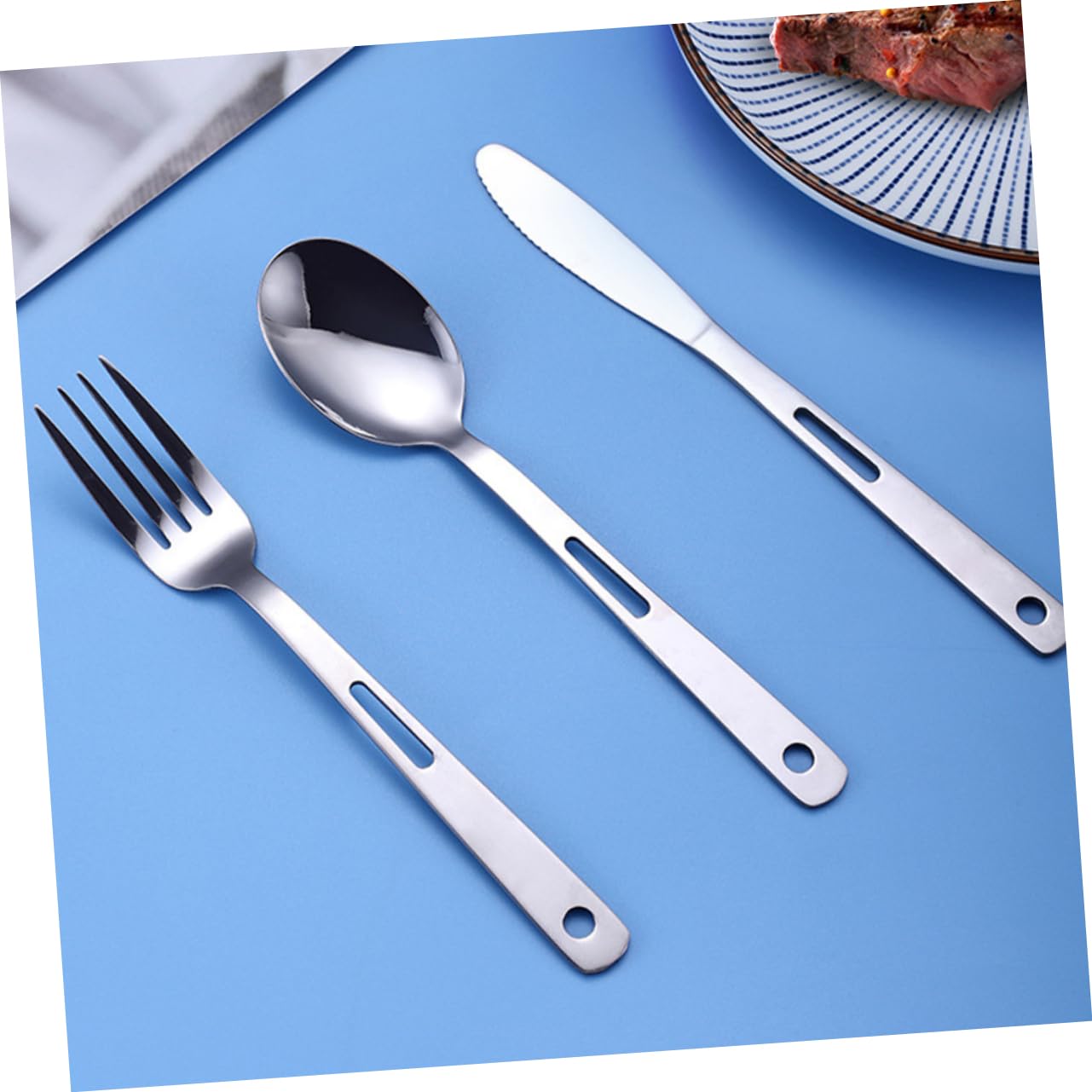 Kisangel Posate Da Campeggio in Acciaio Inox Stoviglie Portatili Per Picnic Escursioni Barbecue Utensili Da Viaggio Compatto e Leggero