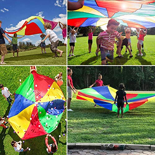 Image of Kids Parachute - 6ft Play Parachute with 9 Handles, Multicolored for Indoor Outdoor Games