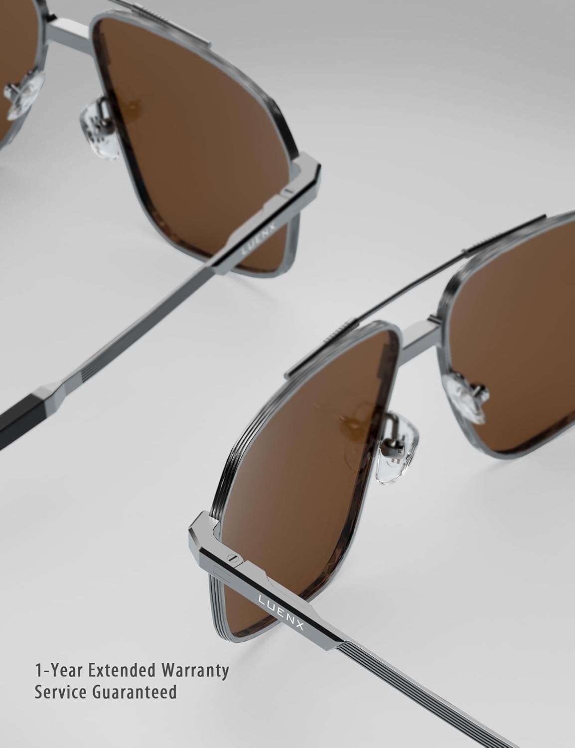 LUENX Aviator Sunglasses for Men Square Polarized Polygon Sun Glasses UV400 Protection - Image 7