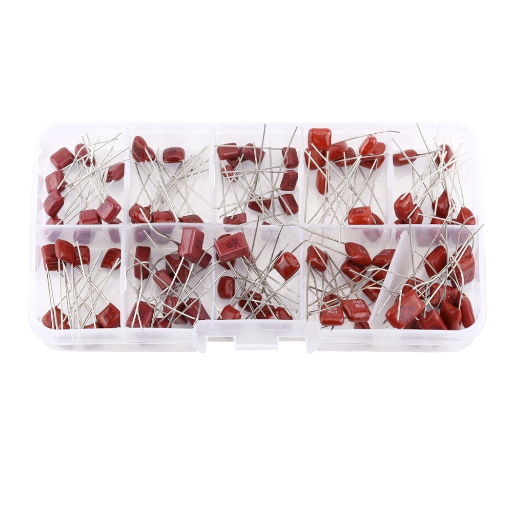 DollaTek 10nF to 470nF Metallized Polyester Film Capacitors Assortment Kit, 10nF 22nF 33nF 39nF 47nF 100nF 150nF 220nF 330nF 470nF - 100pcs