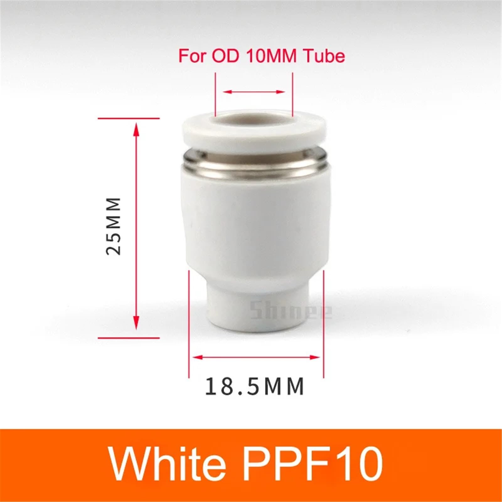 5 connettori pneumatici in plastica PPF da 4 mm, 6, 8, 10, 12, 14, 16 mm, colore bianco, PPF10