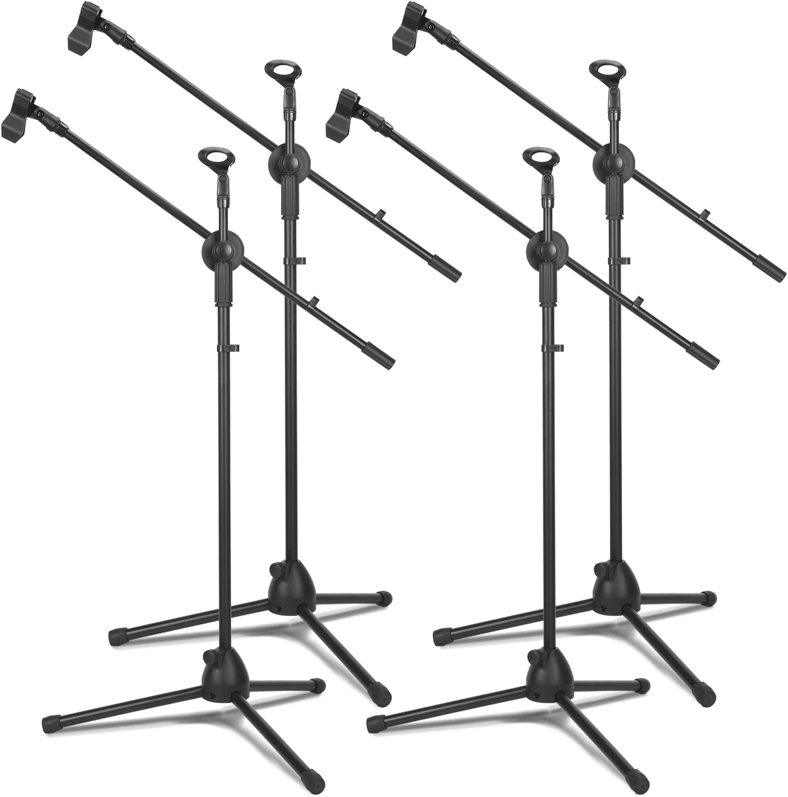 Sherr 2 Pcs Microphone Stand Boom Bulk, Adjustable Height Tripod Mic Stand with Dual Clip, Black Foldable Universal Heavy Duty Tripod Holder for Live Stream Singing Stage