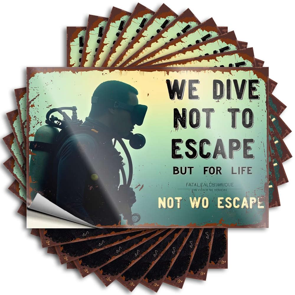 We Dive Not to Escape, But for Life Bath Decor Western - Stickers Water Waterproof Decal(8X12CM)