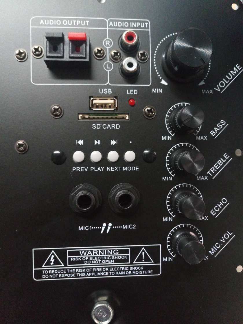 MODULO AMPLIFICATO PANNELLO POSTERIORE RICAMBIO CASSE ACUSTICHE BLUETOOTH USB-SD-ECHO AMPLIFICATORE (trasformi 2 casse passive in attive) nero