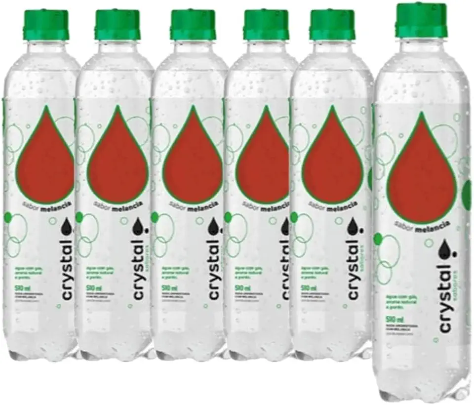 Kit Água Saborizada Crystal Melancia com Gás 6 Garrafas de 510ml