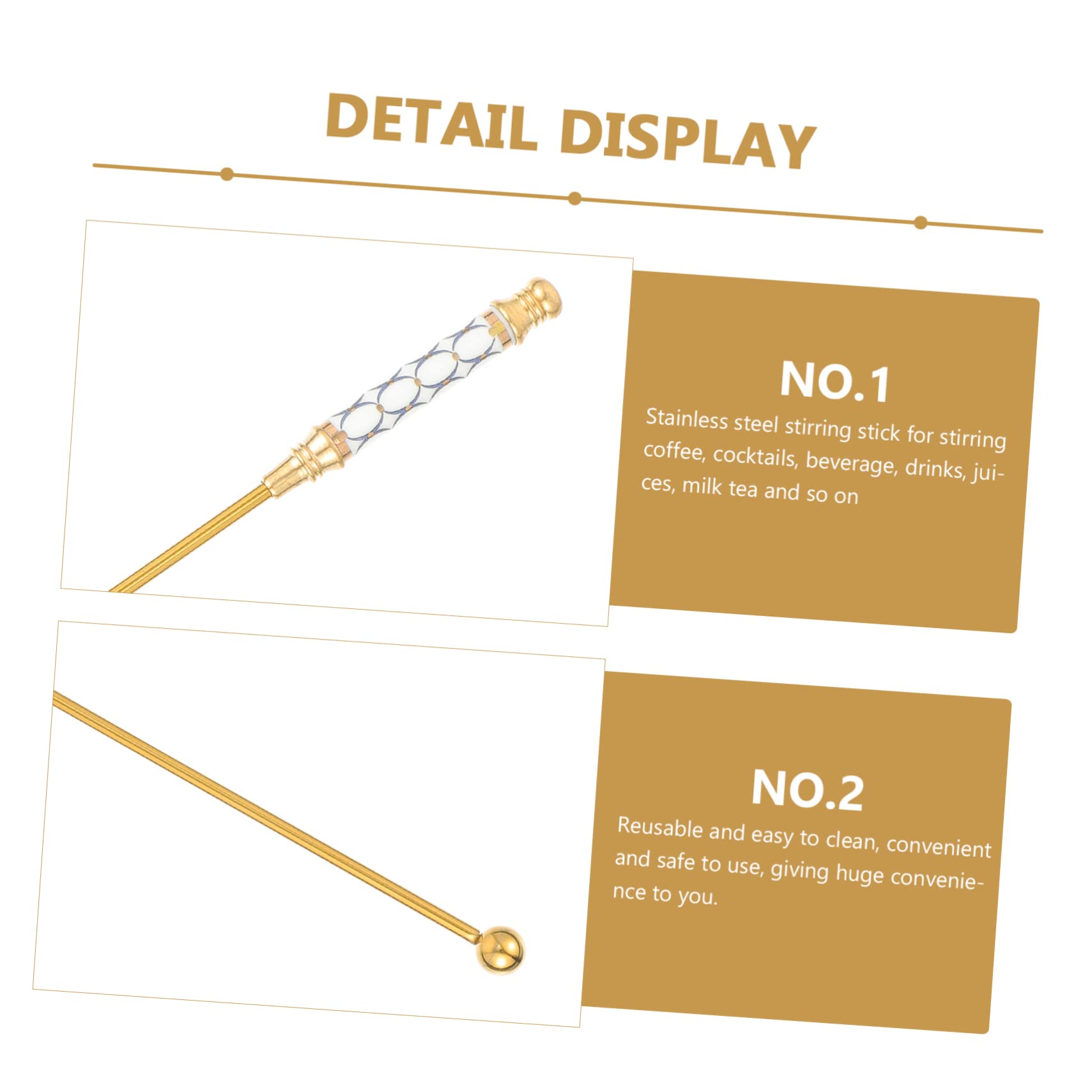 Cabilock Stainless Stirring Stick Reusable Beverage Stirrer for Juices Milk Tea Cocktails Functional Decorative Accessory for Parties and Daily Use