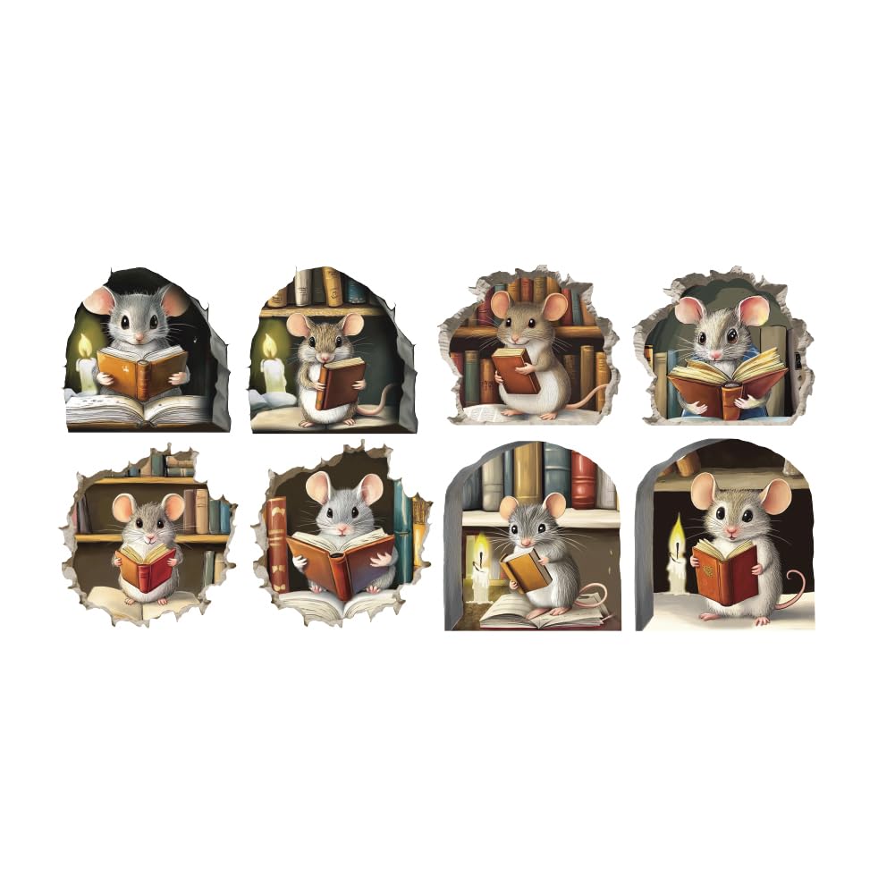 Generic Mouse Reading Book 3D Wall Decals, Peel & Stick Wall Murals, Ideal For Kids...