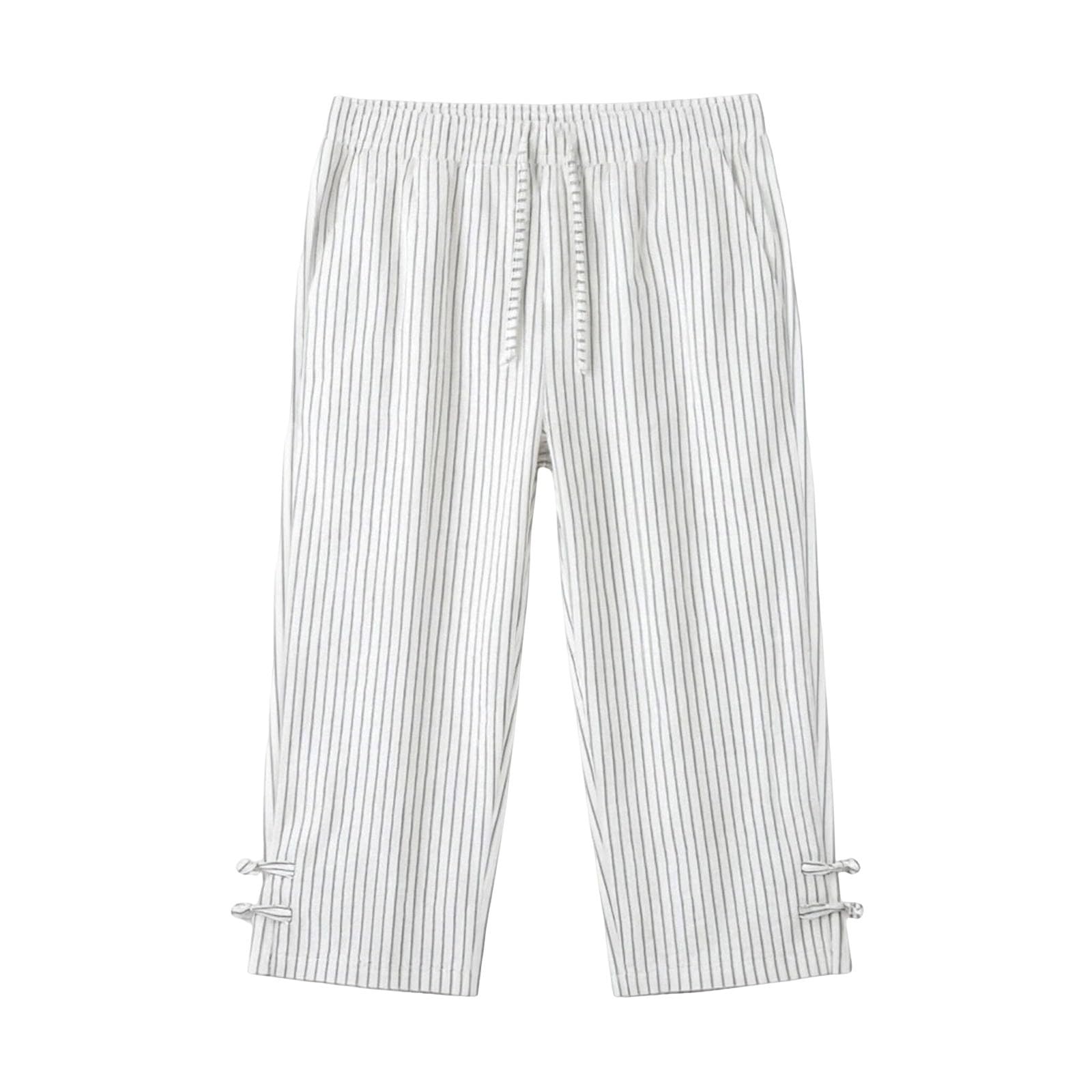Pantaloni da uomo in lino, leggeri, a tre quarti, dritti | Gamba