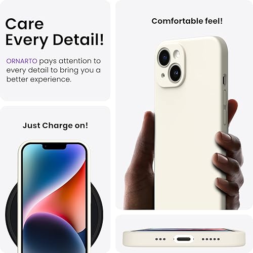 Miniatura 4 de ORNARTO Funda diseñada para iPhone 14, con 2 protectores de pantalla de goma de gel de silicona líquida cuerpo completo funda protectora a prueba de