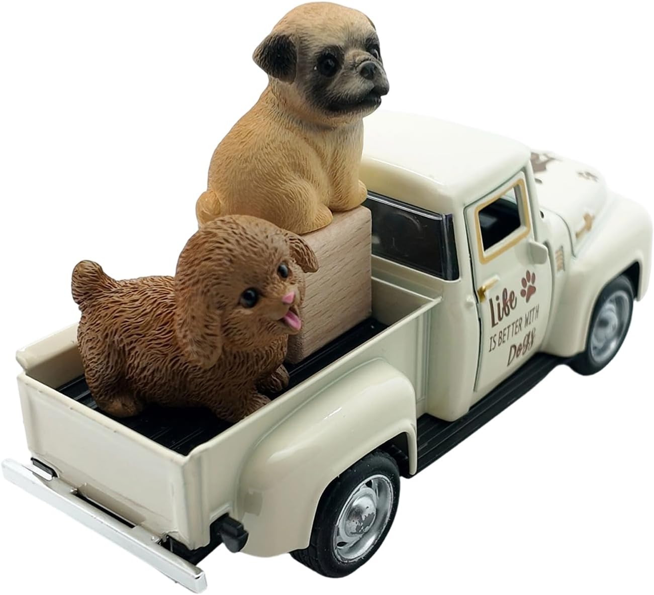 Metal Animal Toy Car Decorative Item Miniature Dog and Vehicle Ornament for Home Pet Lover Desktop Decoration Collectible