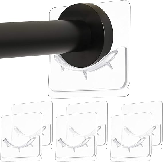 Jetec 6 Piece Adhesive Shower Curtain Rod Holder, Adhesive Wall Mounted