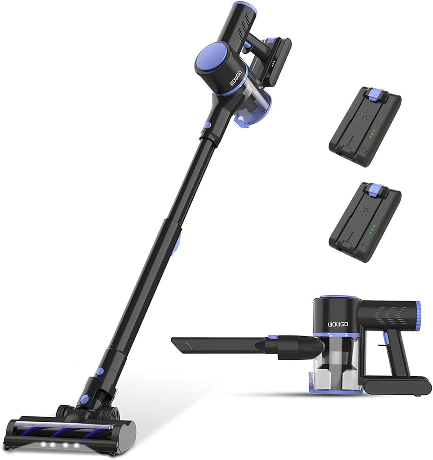 Cordless Vacuum Cleaner, 4-in-1 Vacuum Cleaners for Home, Handheld Vacuum Cleaner with 40 mins Runtime, Stick Vacuum for Apartment, Carpet, Black 2 Batteries Black-2 Batteries