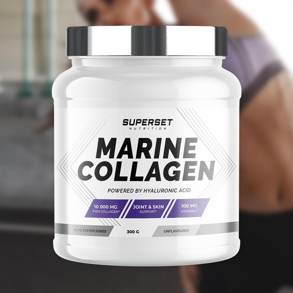 Superset Nutrition - Marine Collagen (300g) - Collagène marin en poudre types I et III - Enrichi en acide hyaluronique et vitamine C - Protège les os & articulations - Neutre