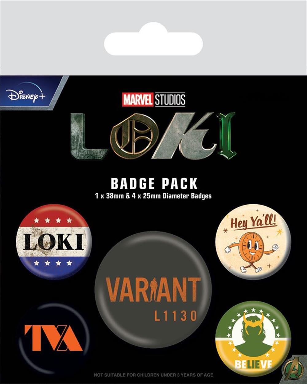 Pyramid International Marvel Loki TVA 5 Piece Button Badge Set, Multi