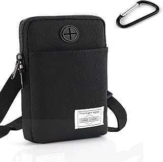 LUYING スマホバッグ 多機能 ミニ 大容量サムコス スマホバッグ バッグ 携帯入斜め掛け れ パスポートケース スキミングトラベル れれ ショルダー付 斜め掛け 小物入れ お洒落 防水 旅行 首掛け 首下げ（ブラック）