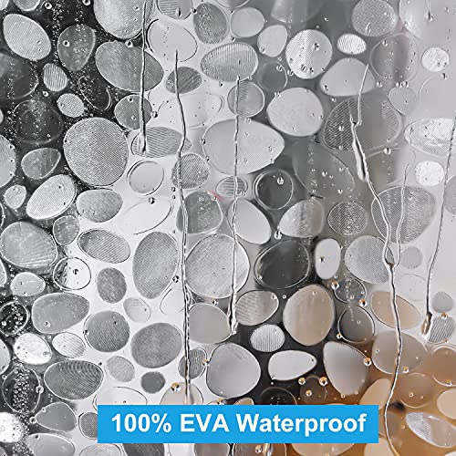 Ufriday Extra Long Shower Curtain Liner 72X86 Inch,Eva Plastic Waterproof Shower Curtain With 3 Big Magnets,Heavy Duty,Semi Transparent, 3D Cobblestone Bathroom Liner #TOP1