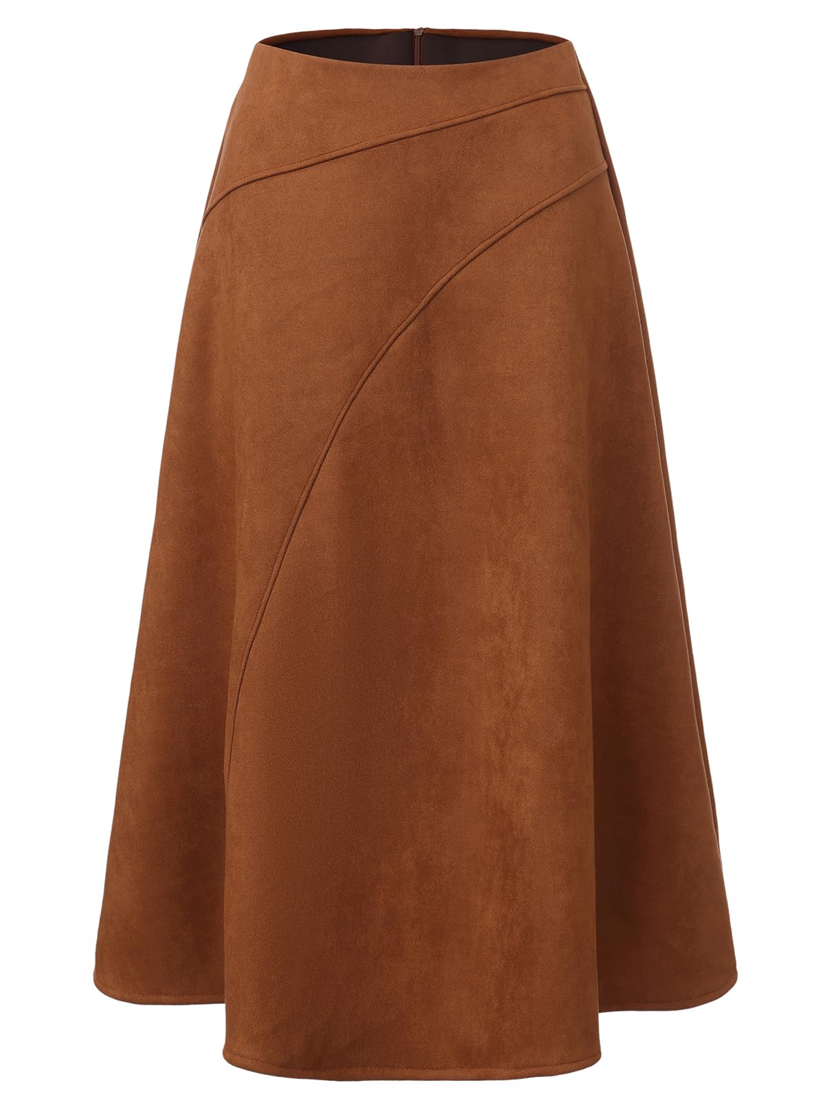 2025 Womens Suede Midi Skirts High Waist A-Line Spring Fall Winter Skirt