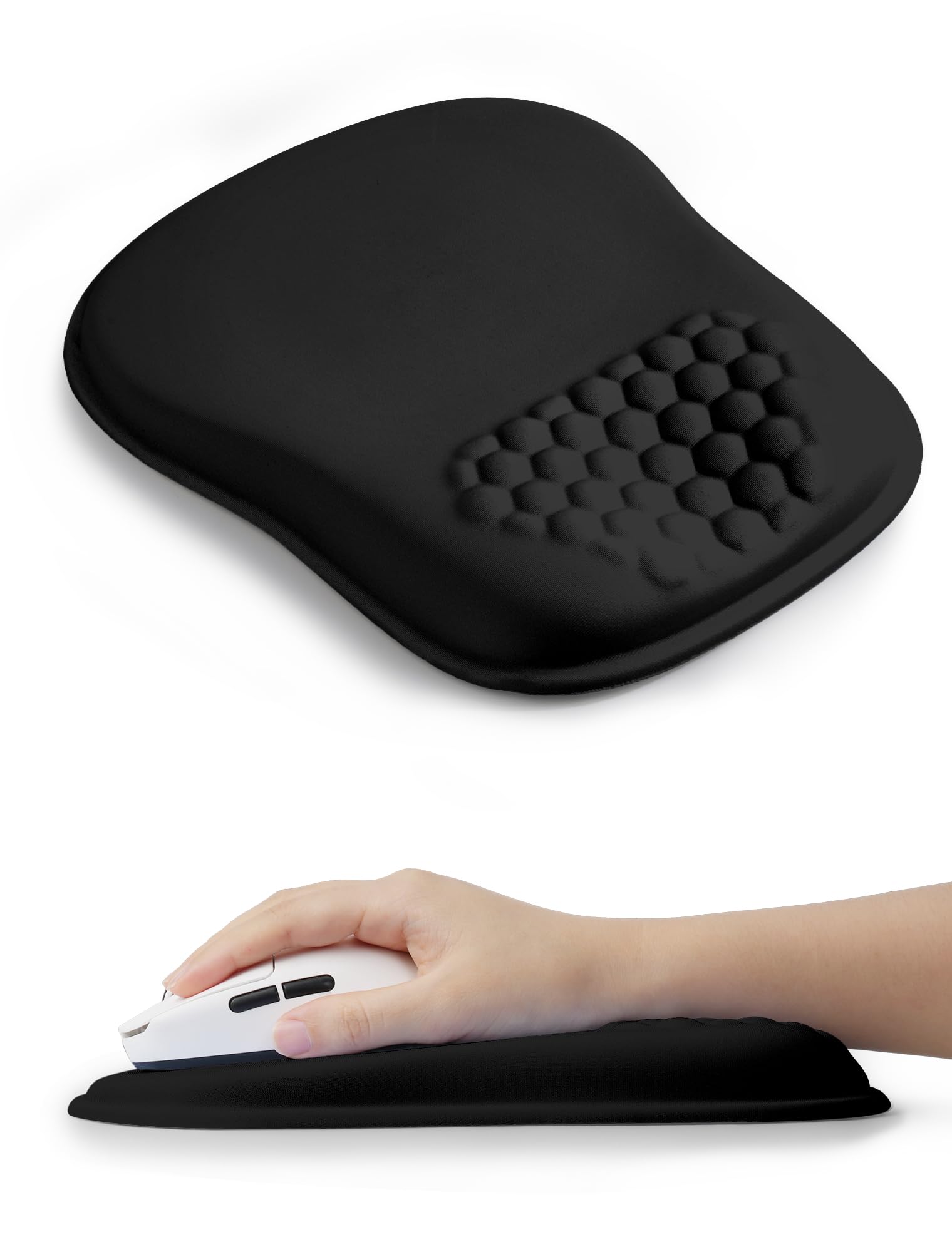 Estetyczna ergonomiczna podkładka pod mysz do łagodzenia bólu cieśni nadgarstka, do 65% obszaru myszy, pianka z pamięcią kształtu, wklęsła podkładka pod nadgarstek do biura, komputera, gier
