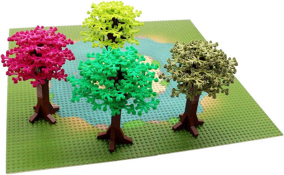 Feleph Multicolored Large Trees Building Block Set Compatible with Major Brand - City Brick Toy Set 6.7inch Height, Botanical Forest Garden Plant Piece and Parts Toys Accessories (4pcs)