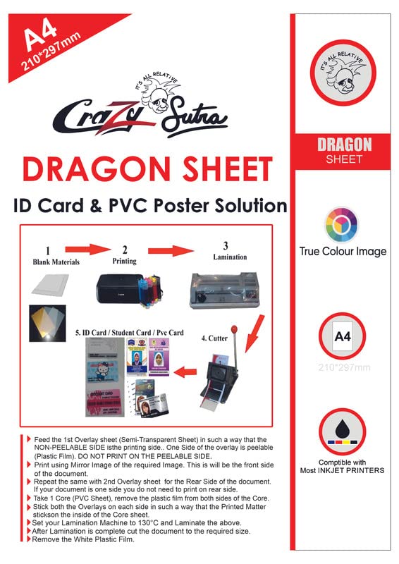 Crazy Sutra? PVC Lamination Dragon Sheet Set of 6 Cores and 12 Overlays A4 Size - 210x297 mm for Aadhar, Photos, ID Card (Set of 6 Cores and 12 Overlays)-image-43