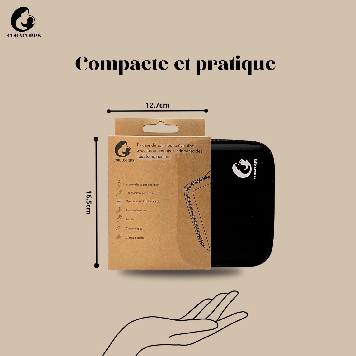 Coracorps trousse de soin bebe naissance kit accessoires nouveau né dont thermometre de bain degital cadeau naissance