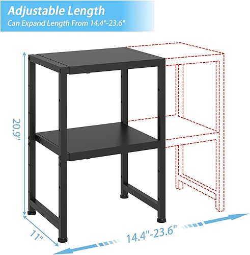 Miniatura 2 de Repisas de 2 niveles ampliables de metal, unidades de estanterías resistentes de 150LBS y almacenamiento para pequeños electrodomésticos, estante