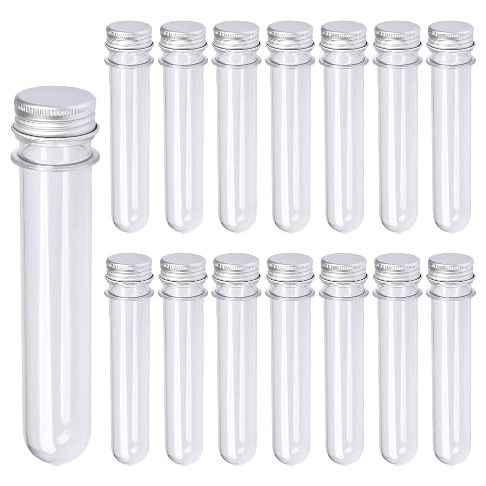 Jkjhbhged 30 PCS 40ML Plastic Test Tubes with Screw Caps Reusable Transparent Container Tubes Transparent Test Tube