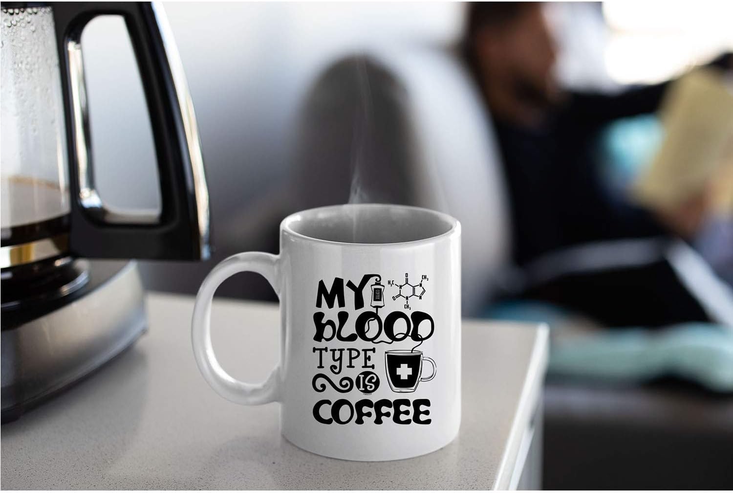Veracco My Blood Type is Coffee Ceramic Coffee Mug Funny Birthday Gift For Coffee Lover Coworker Bestfriend Mom Dad Sister (Ceramic Mug) - Image 6