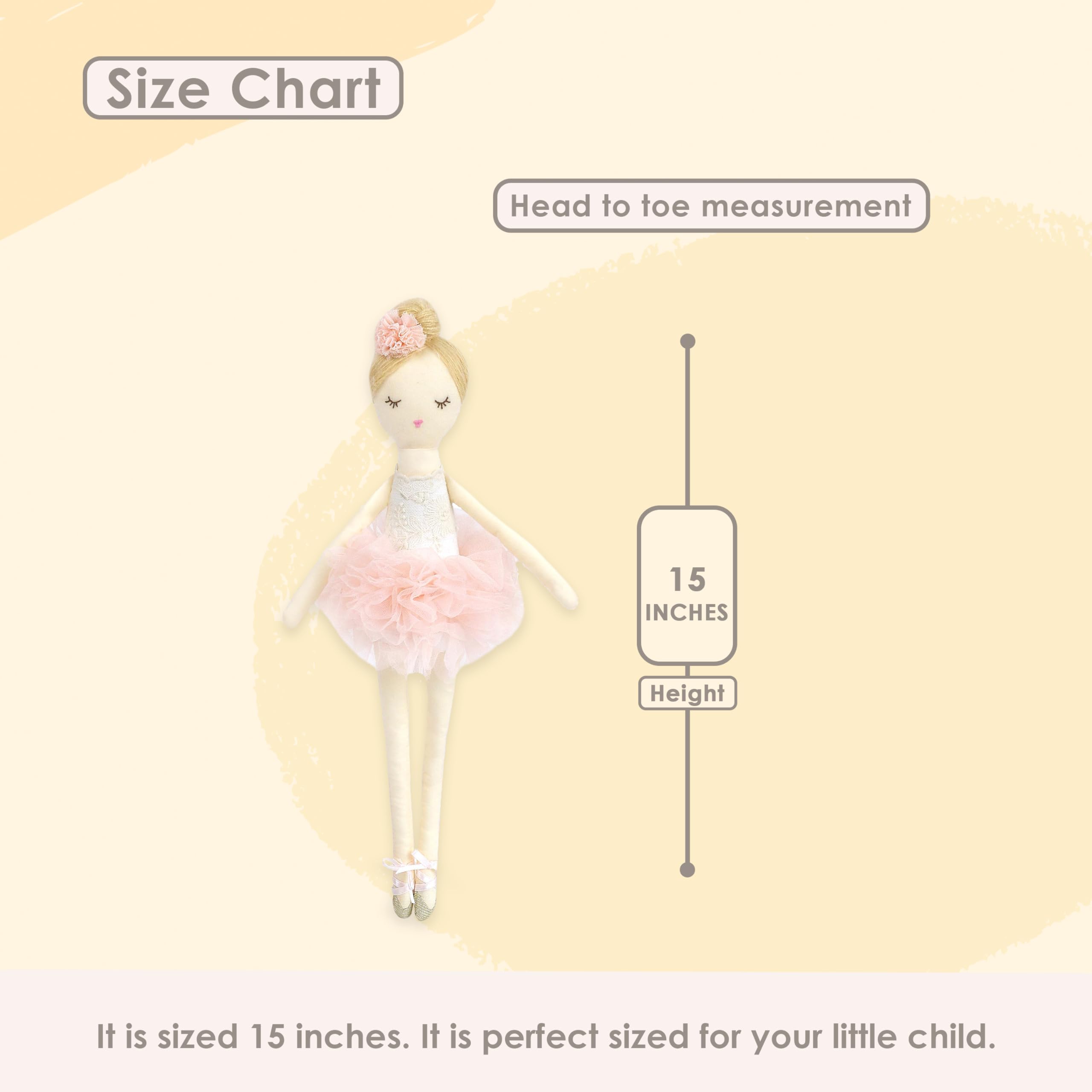 MON AMI Charlotte The Ballerina 15-Inch Stuffed Doll for Girls, Multicoloured, 15 inches - Image 3