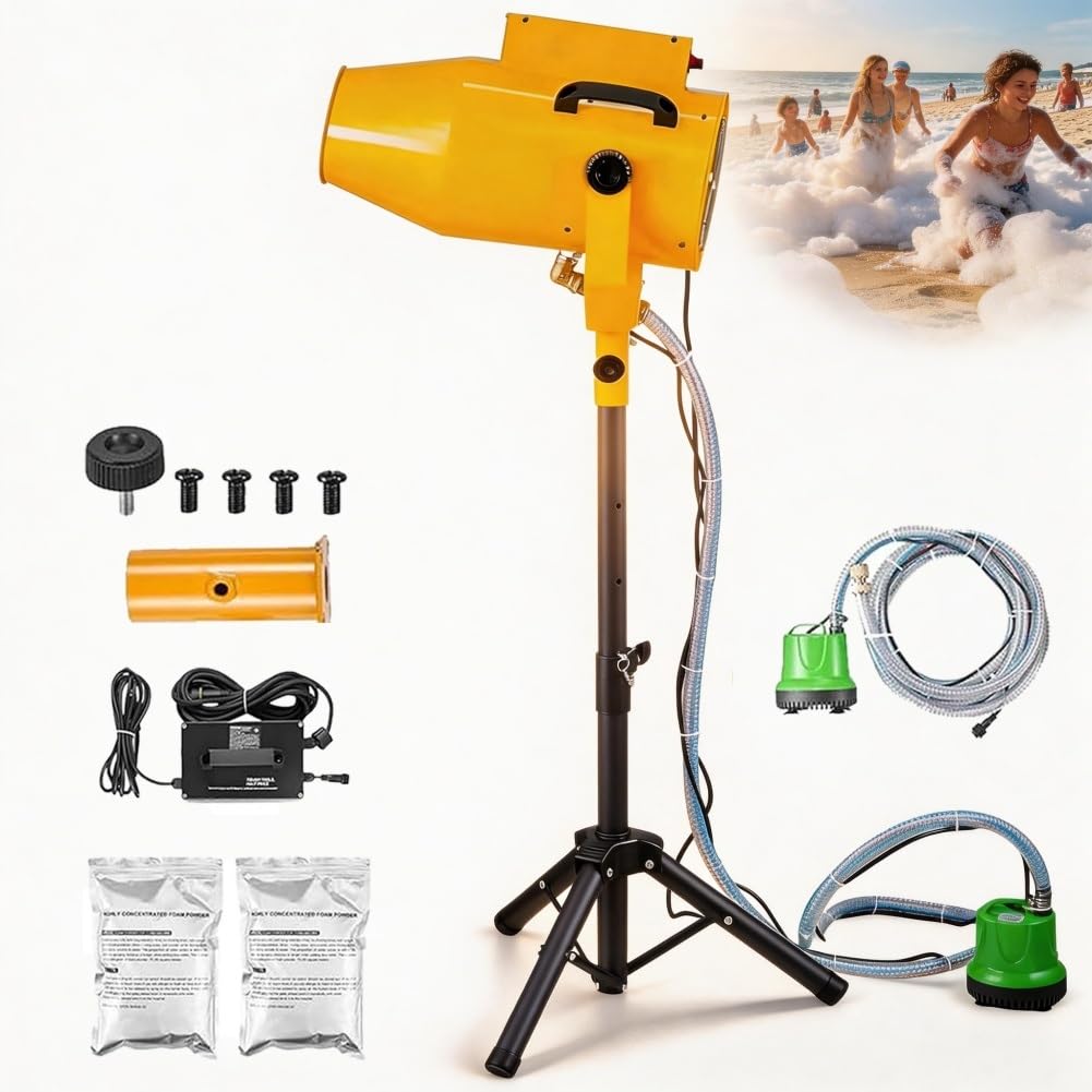 Máquina de espuma para eventos exteriores, máquina de espuma 1200W, generador de burbujas de alto rendimiento con funcionamiento estable, distancia de pulverización 3 metros, ideal para fiestas