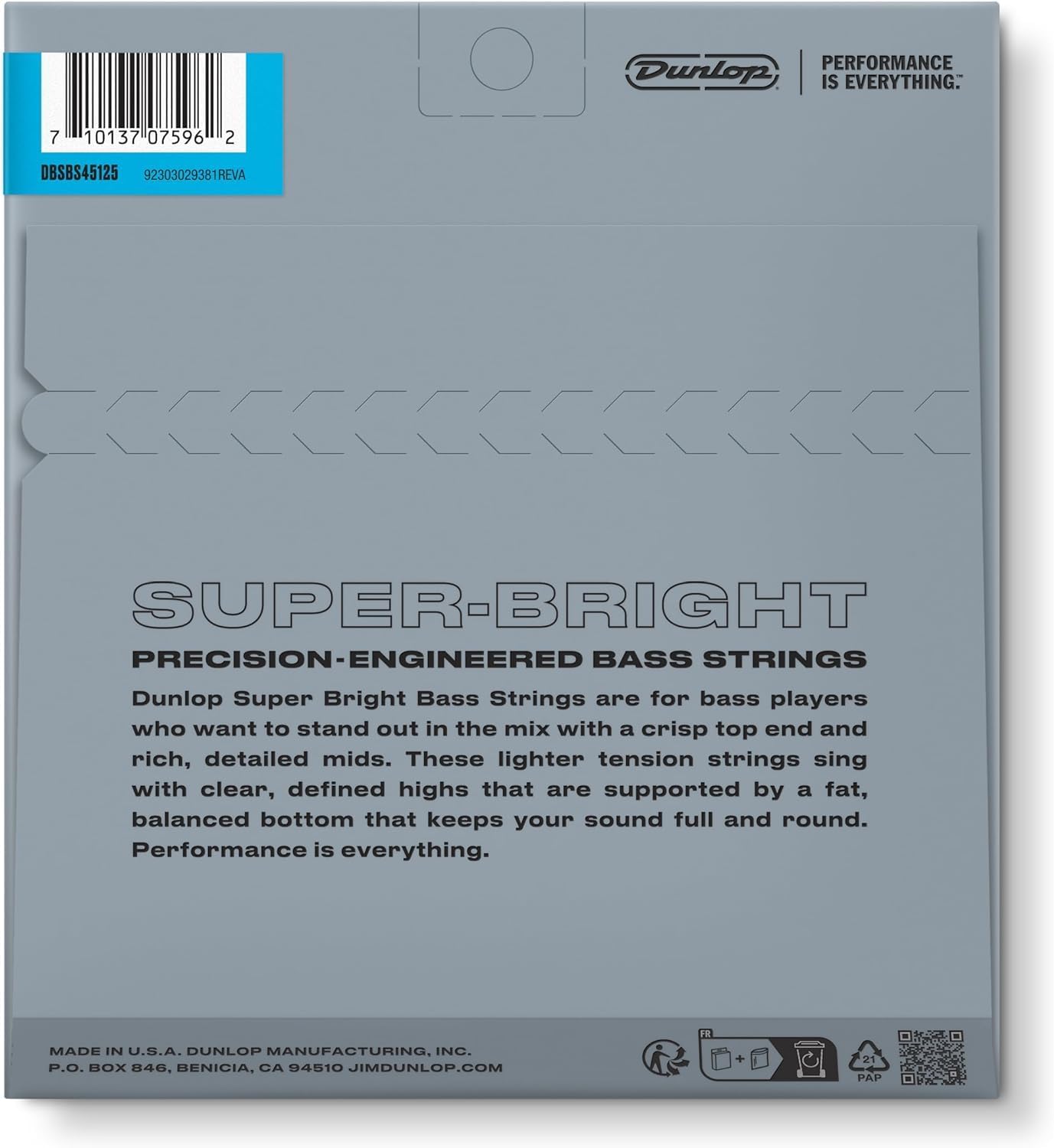 Briskdrop Dunlop DBSBS45125 Super Bright Bass Strings, Stainless Steel, Medium, 045-.125, 5 Strings/Set (2 Pack)