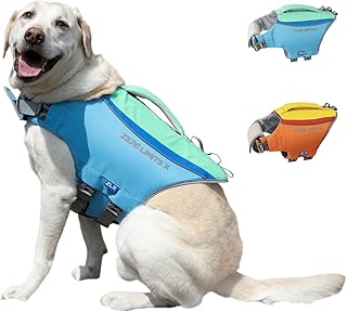ZLX Dog Life Jacket, Dog Vest with Secure Handle, Ripstop Life Jacket for Small, Medium, Large Dogs, Adjustable Lightweight Pet Life Jacket, Dachshund Swimming, Boating, Water Safety product image