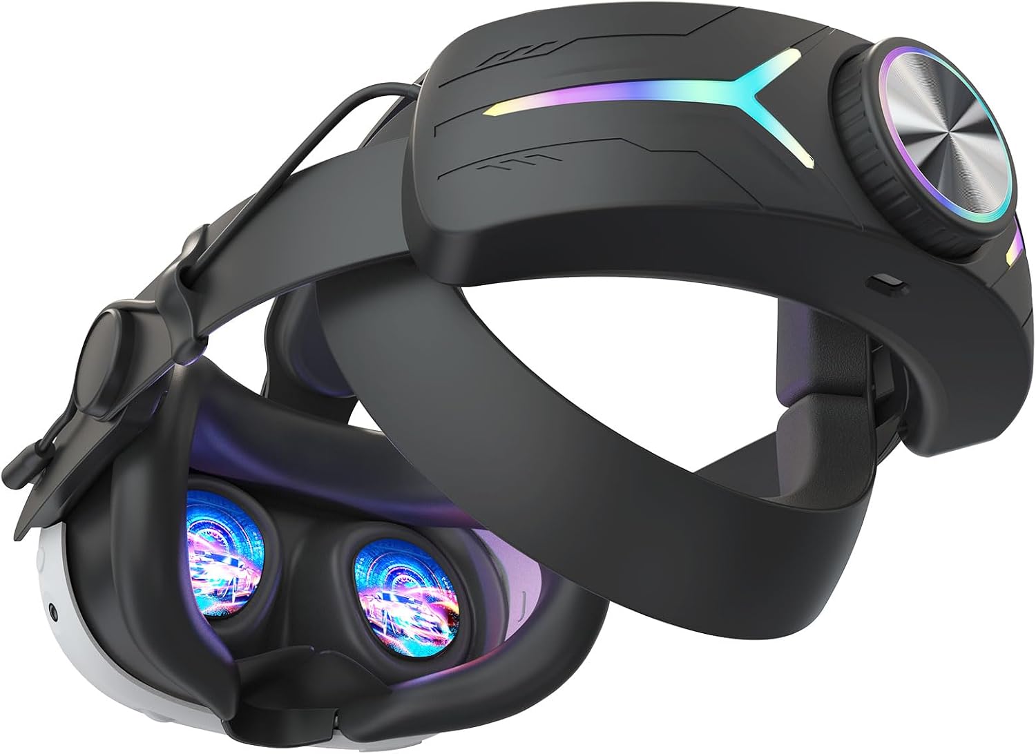 RGB Head Strap for Meta Quest 3, MTomatoVR Replacement Strap Built-in 8000mAh Battery Pack, PD Fast Charging Enhance 5-7 Hours Gaming Time, VR Accessaries Enhance Comfort Support, Black