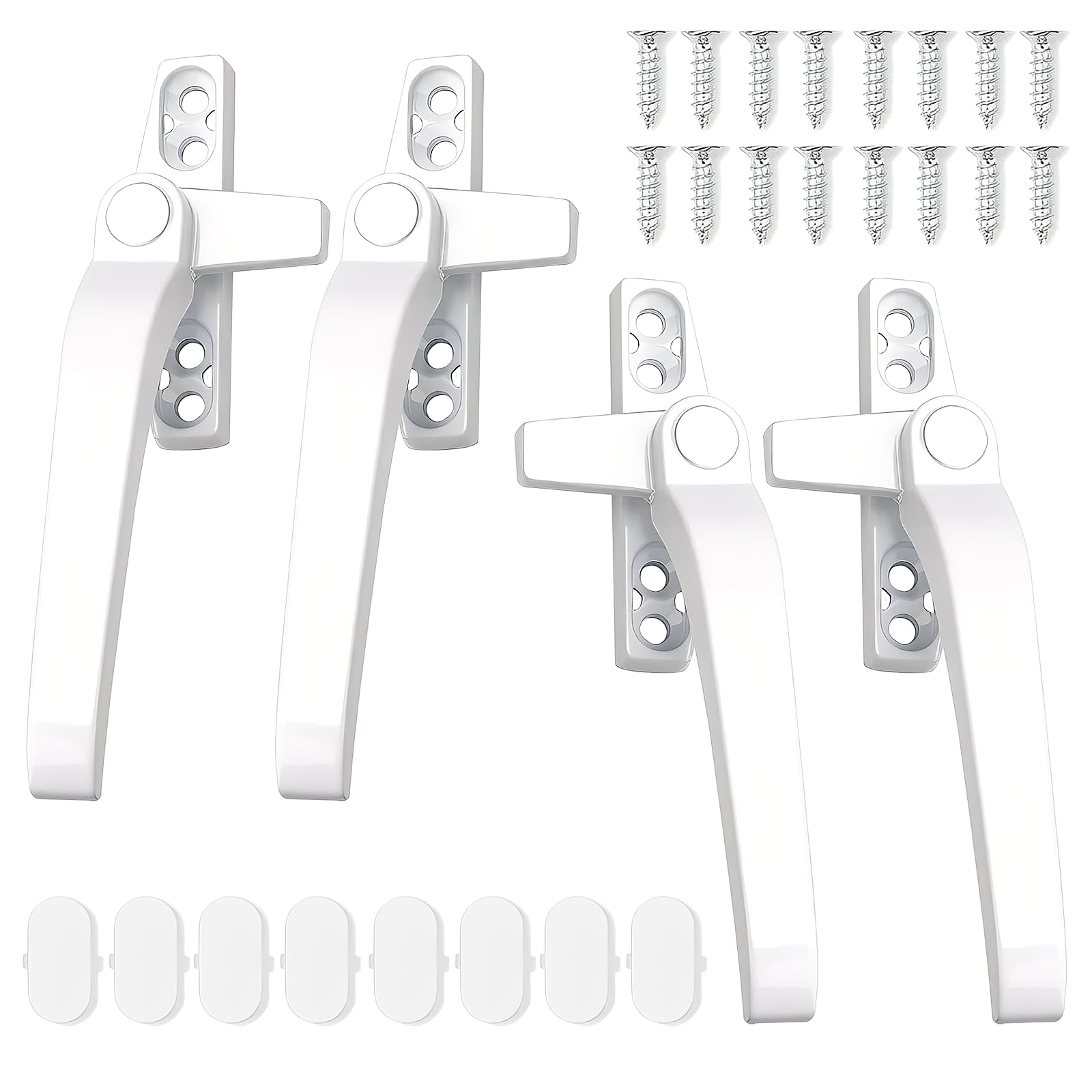 ZYQUES 4 PCS Window Handle, Durable Aluminum Alloy UPVC Window Handles White Handle Replacement Double Glazing Handles for Windows and Sliding Doors