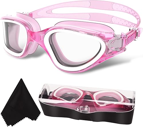 WIN.MAX - Goggles de natación polarizados, antivaho, antirrayos ultravioleta, sin filtraciones y con visión clara para hombres, mujeres, adultos y