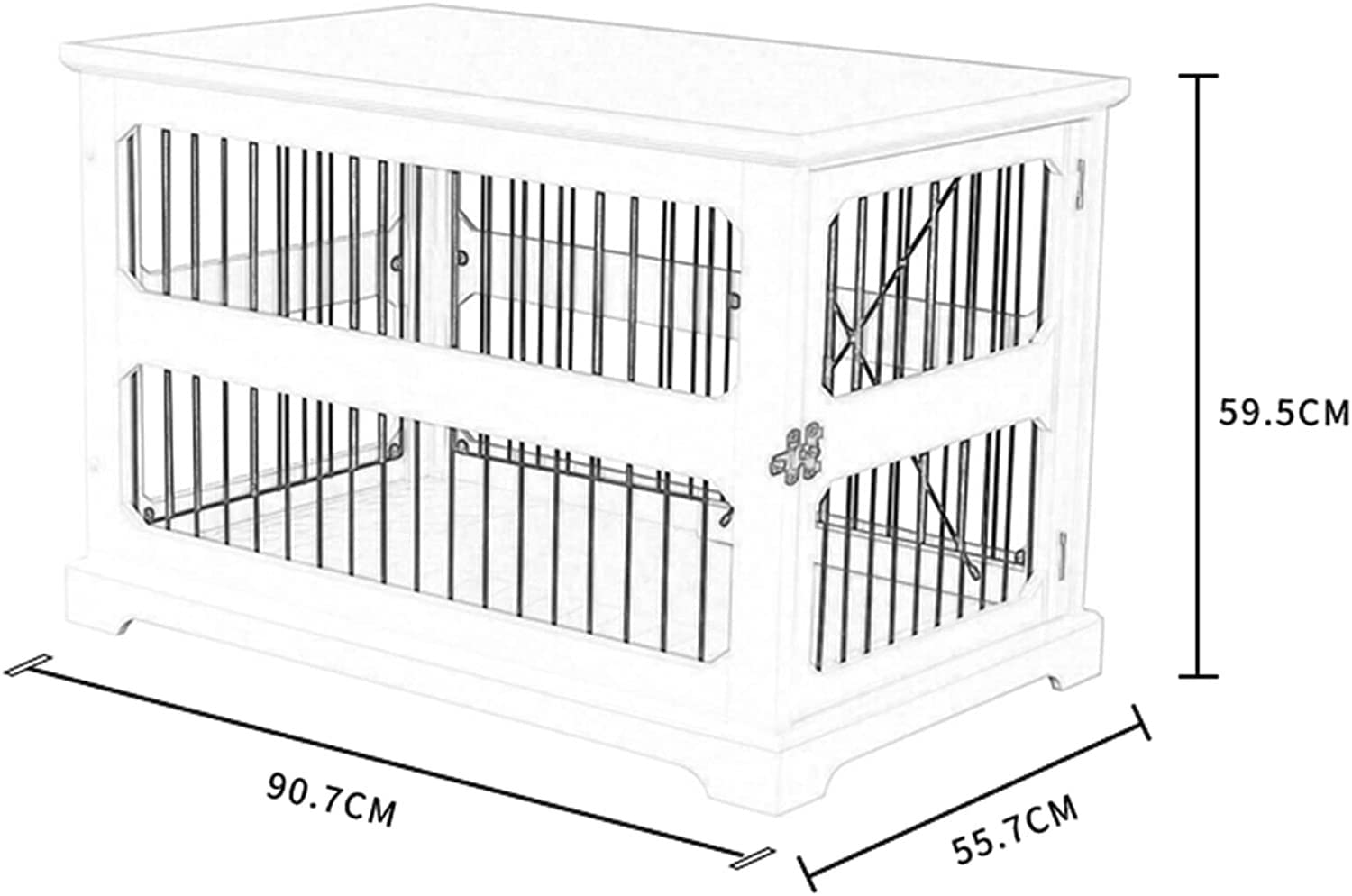 Multifunktionale Haustierkäfigbox, Hundekäfigmöbel für den Innenbereich, Beistelltisch mit Sicherheitsschloss, Hundehütte für kleine und mittelgroße Hunde (schwarz)