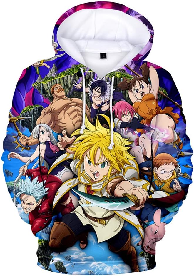 Men Seven Deadly Sins Hoodie Cosplay Costume Fairy King Harlequin King Pullover Sweatshirt Jacket Women
